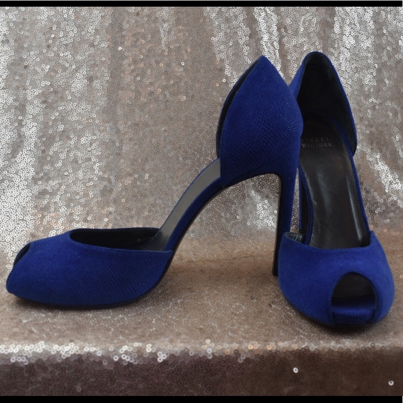 Stuart Weitzman Shoes - Stuart Weitzman exotic leather blue peeptoe heel